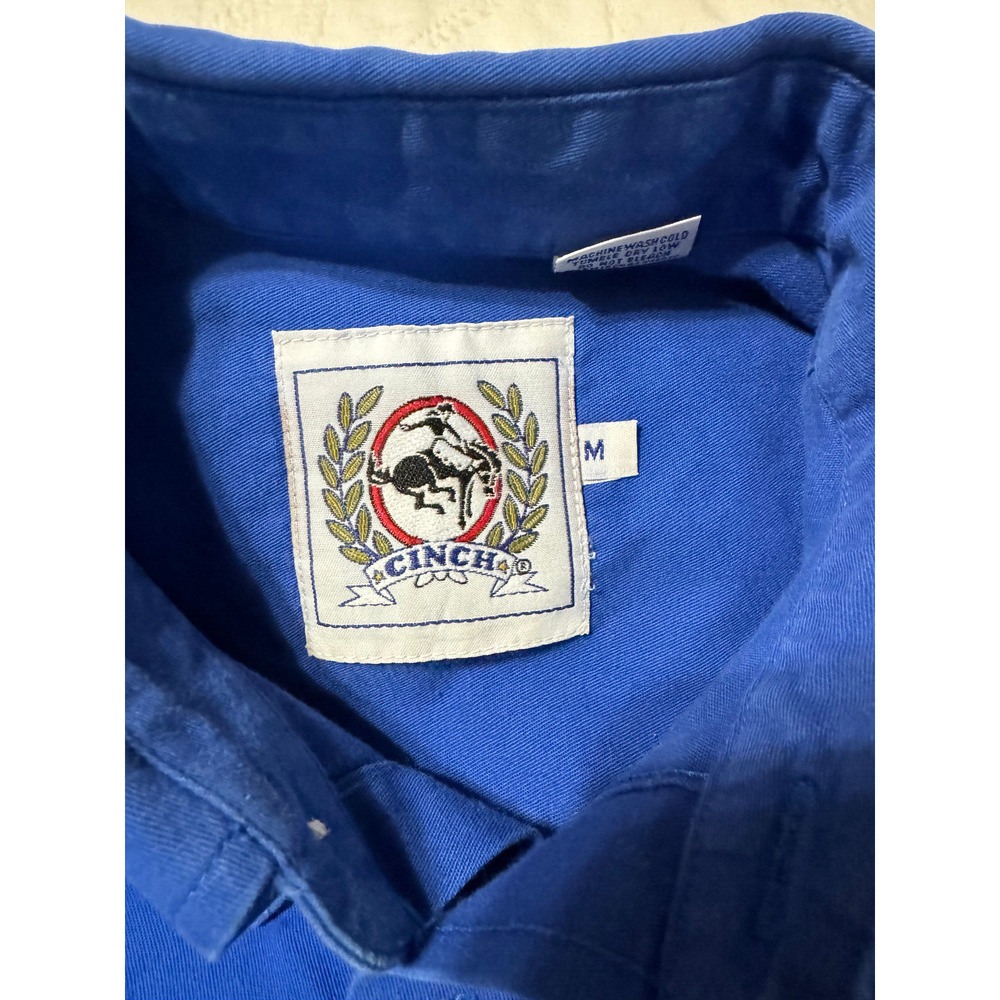 Cinch Long Sleeve Blue Button Down Embroidered Sleeve Men's Shirt - Size M - Picture 4 of 5